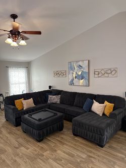 Dark Grey Couches and Ottoman