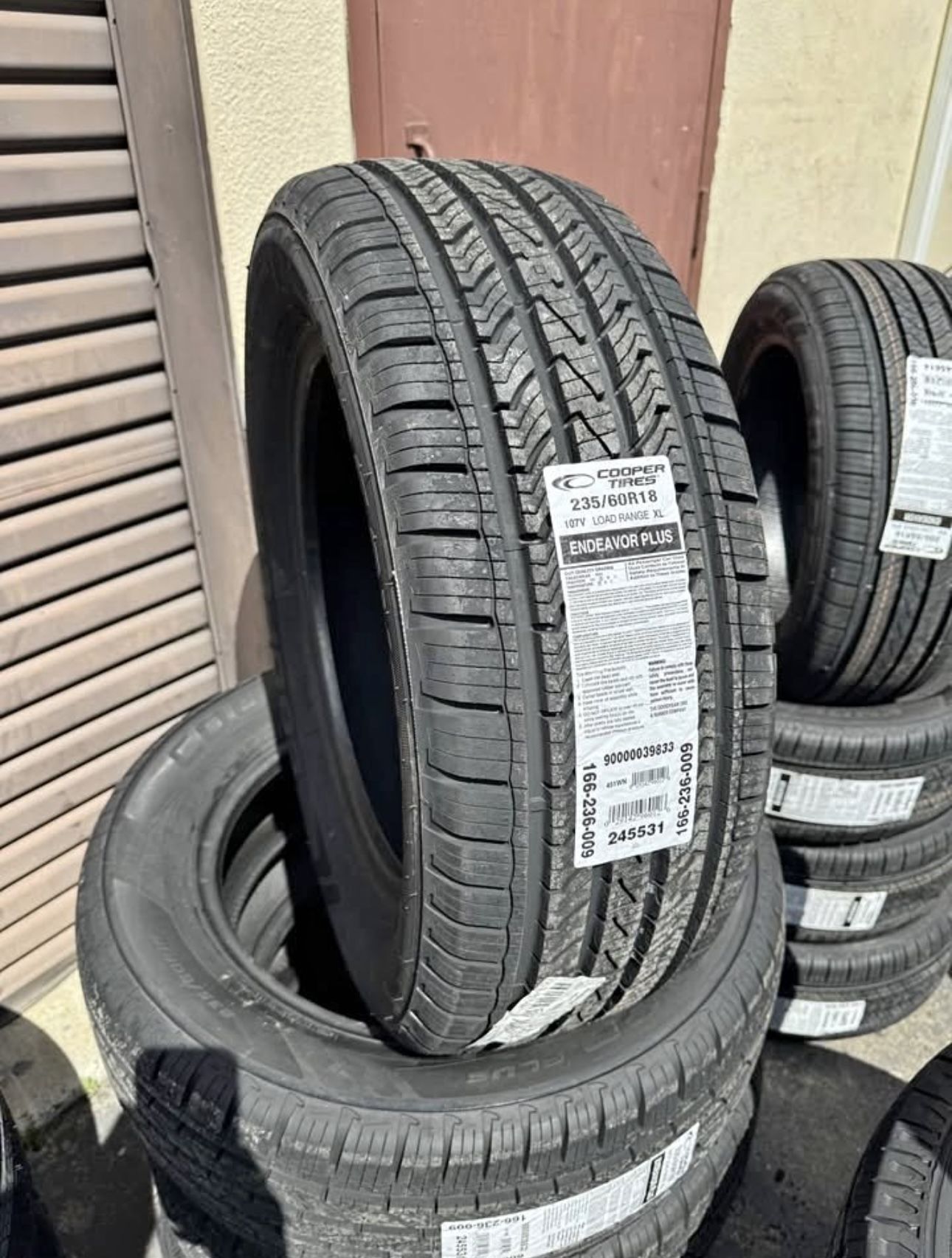 235/60R18 Cooper Endeavor plus 107V brand new 4 tires Free Mount balance installed 235/60/18 llanta