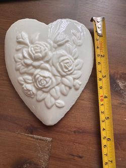 Vintage Ceramic Heart Wall Pocket with Roses