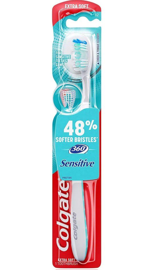 2 Pack: Colgate 360 Extra Soft Toothbrush For Sensitive Tongue & Cheek Cleaner