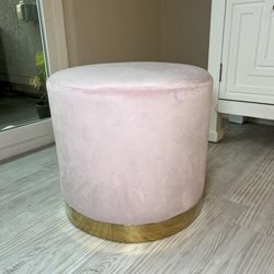 Like New Modern Round Velvet Ottoman