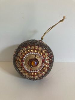 Vintage Jeweled Beaded Christmas Ornament Ball
