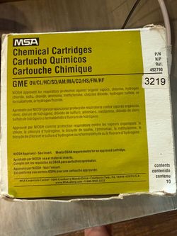 10 MSA Type GME multi-gas chemical respirator cartridges (part number 492790)