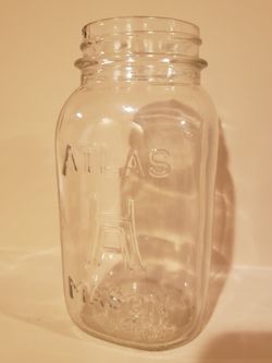 Vintage H over A Hazel Atlas Company quart size Mason Jar