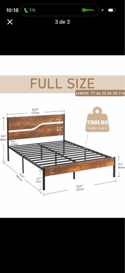 Full-Size Metal & Wood Bed Frame