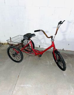 Vintage Adult Bike Tricycle Red with Basket