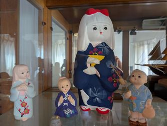 Vintage Japanese Hakata Clay Figurines – Set of 4
