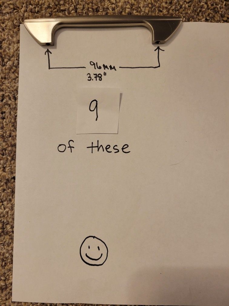 9 Brushed Nickel cabinet/drawer pulls