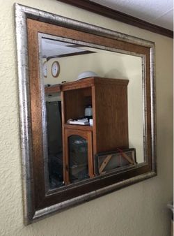 Large Wall Mirror with Silver Frame. 35” x 35”