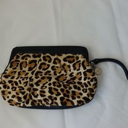Cole Haan Leopard Print Calf Hair Wristlet Bag