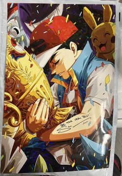 Pokemon Ash Ketchum After 25 Years To Become World Champion Hero Artwork Decor Poster Canvas