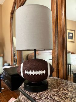 Football Table Lamp with Gray Shade