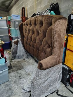 Queen wingback bed