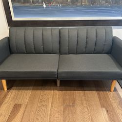 Gray Futon Sofa Bed- Barely Used! Like New!