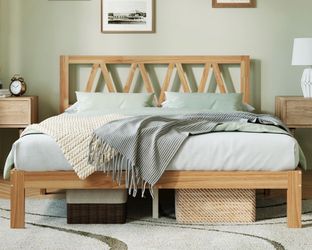 NEW Farmhouse Queen Bed Frame W/ Headboard, Wooden Queen Bedframe !