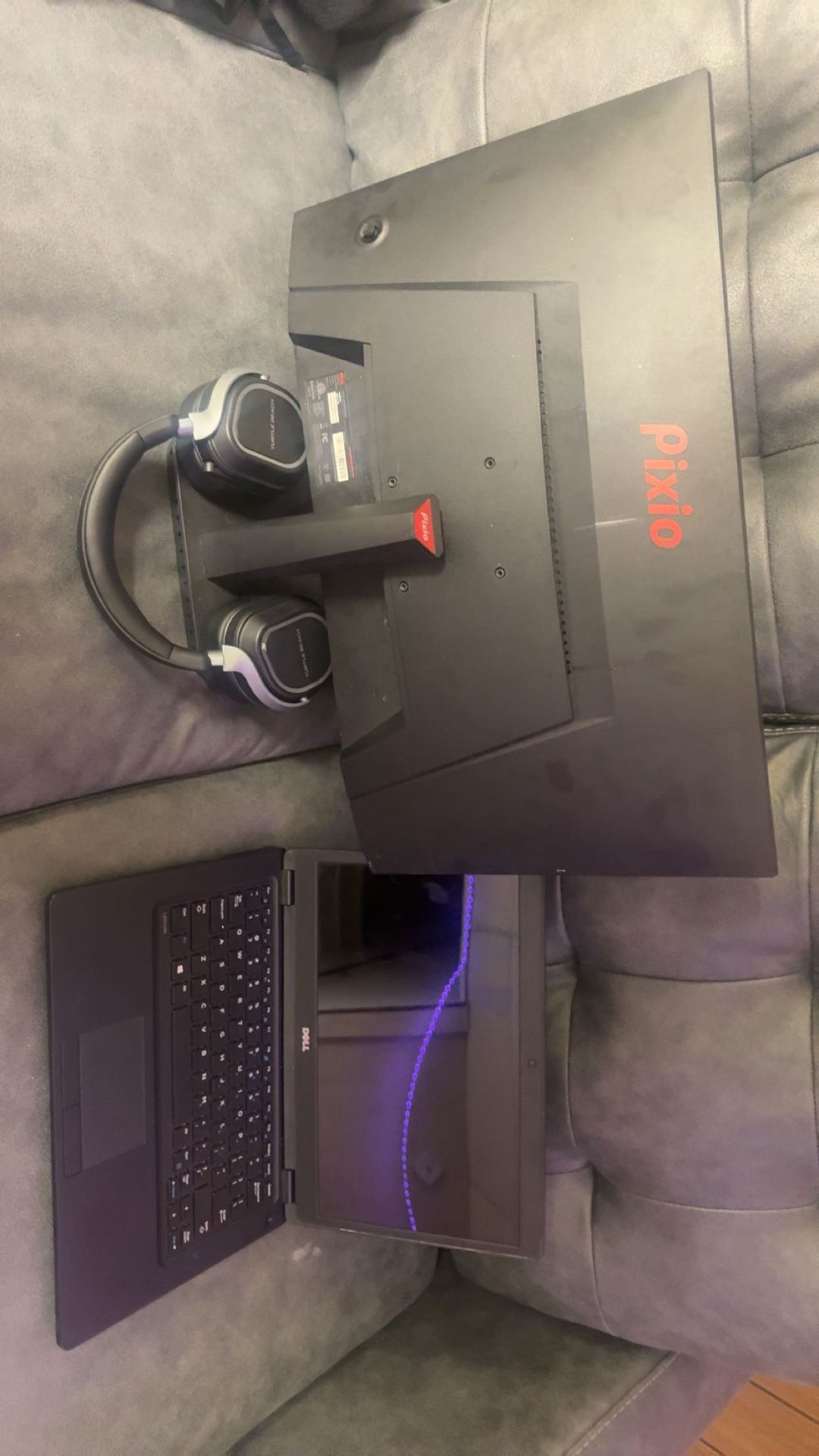 Gaming Monitor Laptop and headset