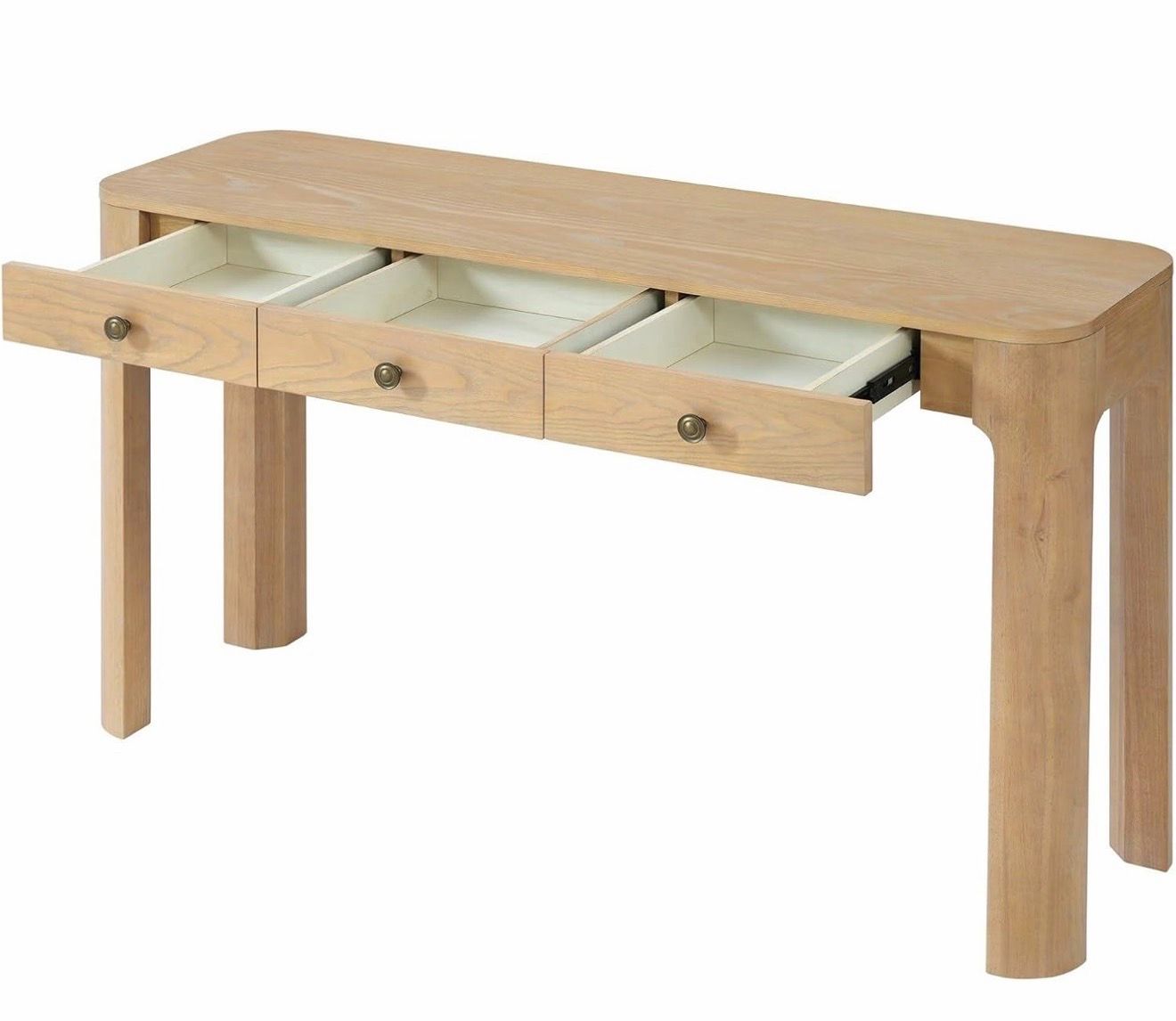 Merax 52" Console Table with 3 Drawers, Rustic Entryway Table with Curved Corners