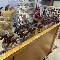 Reproduction Cast Iron Horse and Carriage display, complete