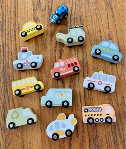 WOOD TOY CAR VEHICLES HELICOPTER FIRE TRUCK SCHOOL BUS LOT $5 forALL!