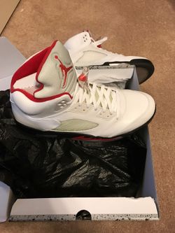 Jordan Retro 5s white/ Red-Black SZ:13