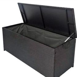 Storage Box, Patio Rattan Deck Box, Wicker Storage Bench for Indoor, Outdoor,