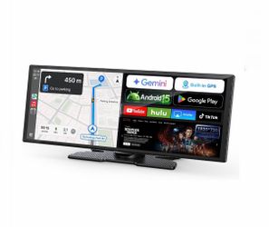 Portable Wireless Apple Carplay Android Auto 11” Touch Screen, Backup Camera, Bluetooth, GPS Navigation, Voice Assist, FM Radio Stereo