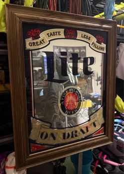Miller Lite On Draft Bar Mirror Sign