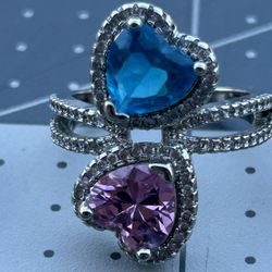 Beautiful Double Heart 925 Sterling Silver Ring