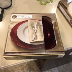 Beaded Charger Plates Red 