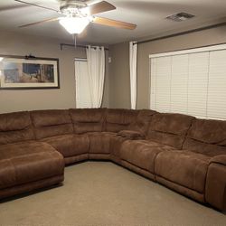 Brown Microfiber Sectional Sofa