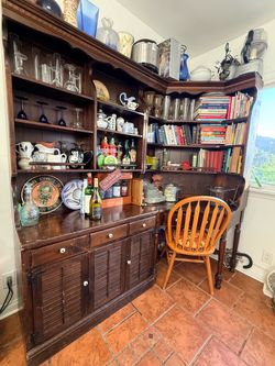 Vintage mid-century, Ethan Allen dining hutch, buffet w storage corner desk and bookshelf