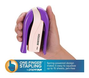 Bostitch inSHAPE 15 Reduced Effort Compact Stapler, Purple