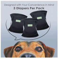 Wegreeco Washable Male Dog Belly Wrap - Pack of 3 - (Black, Black, Black, Large)