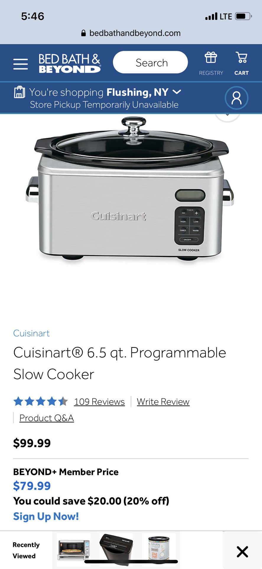 Cuisinart® 6.5 qt. Programmable Slow Cooker Brand New Model PSC-650