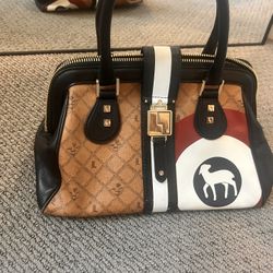L.A.M.B. Gwen Stefani Bullseye Leather Bag Vintage Y2K Leather Canvas Leather