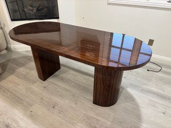 CB2 Oval Wood Desk 70”