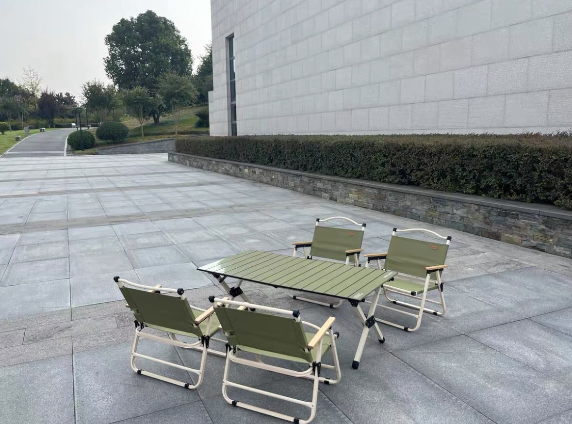 Folding camping table and chair set of 5 - includes 4 portable camp chairs|Hardly Ever Used