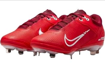 Brand New Nike Hyperdiamond 4 Elite Red Softball Metal Cleats Girls Women Size 8