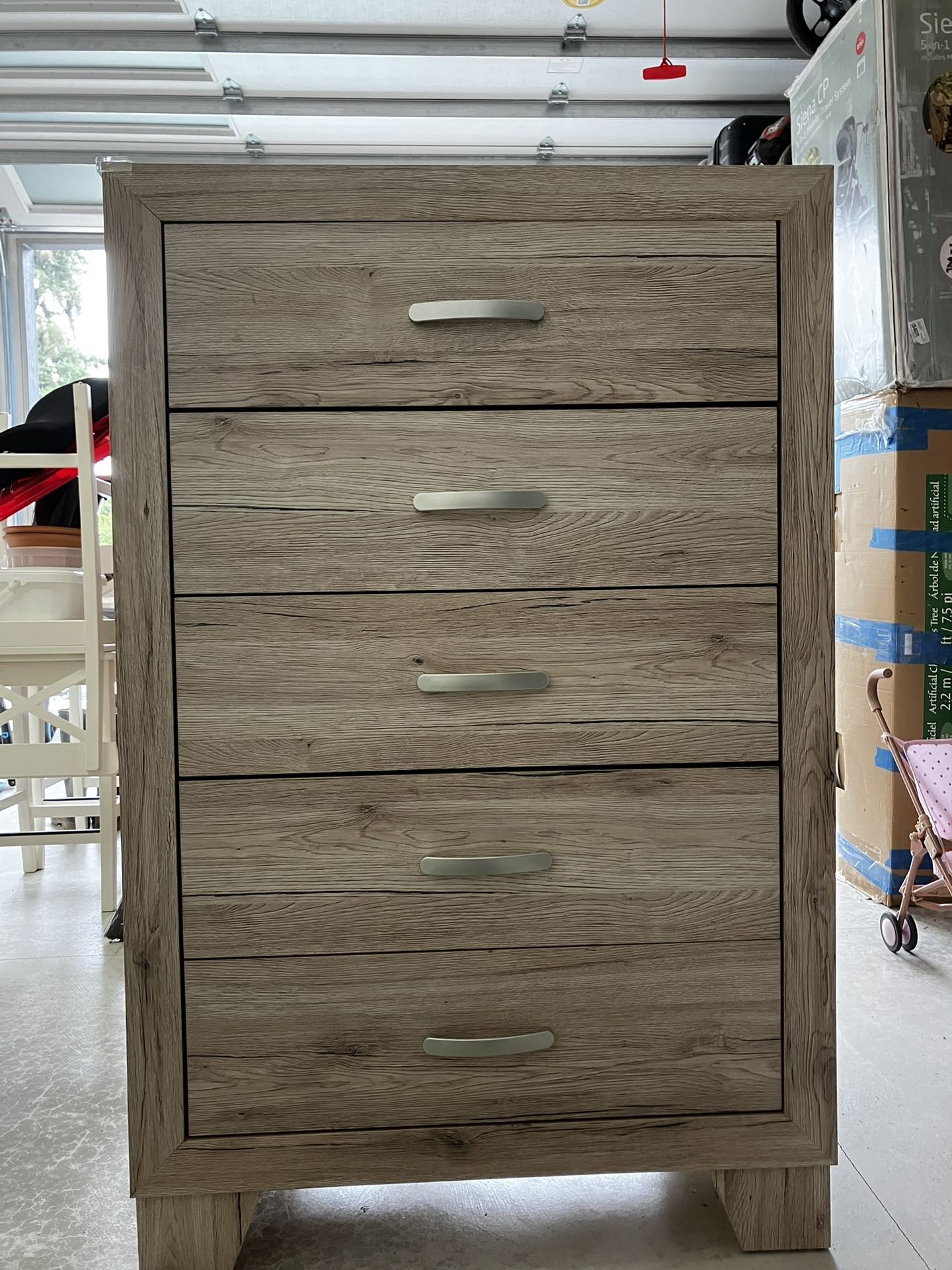 Acme Miquell 5-Drawer Wooden Chest in Natural