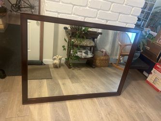 Large Cherry Wood Framed Mirror – 45” x 33”