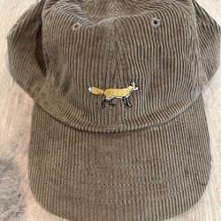 J Crew Mens Beige Corduroy Relaxed Fit Leather Strapback Adjustable Hat