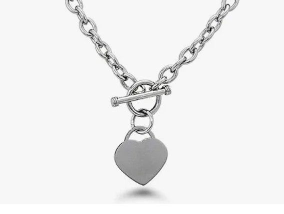 Heart Charm With Toggle Chain Necklace