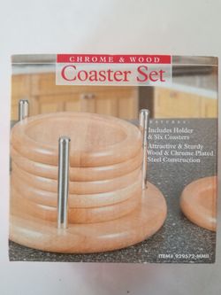 Brand New Wood Coasters...Each Box Has 6 Coasters. I Have 4 Boxes!!