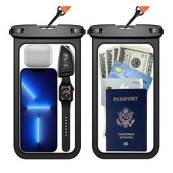 Temdan 2 Pcs Waterproof Phone Pouch, [Up to 10" Large] Universal IPX8 Waterproof Cell Phone Case Dry