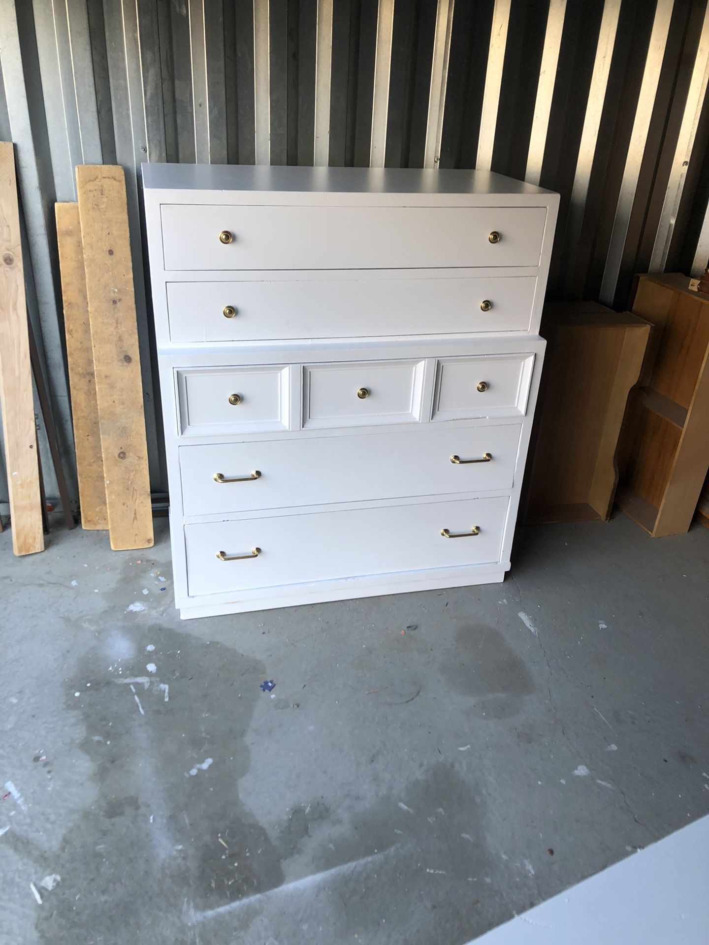 White 5 Drawer Solid Wood Dresser