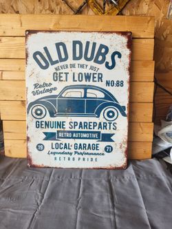 Old Dubs VW Beetle Retro Vintage Metal Sign 12"x16"