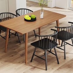Black Wooden Dining Chairs Set of 4 Farmhouse Spindle Dining Room Chairs with Arms/Wide Curved Back Modern Kitchen Chairs Windsor Side Chair for Livin