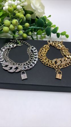 European Style Multilayer Pendant Crystal Chian Bracelet, Gold and Silver Color