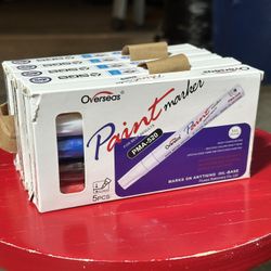 Paint Marker Pens - 5 Colors Permanent Oil Based Paint Markers, Medium Tip, Quick Dry and Waterproof Assorted Color Marker