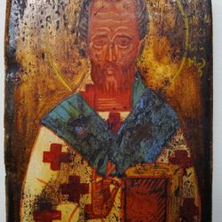 Old Christian Religious Painting St Peter Original Artwork 